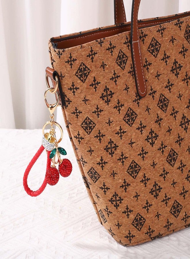 Hoheng Cherry Keychain Cherry Bag Charm Red Dresses for Women Cute Fruit Bag Charms for Handbags Valentines Day Gifts - Image 2